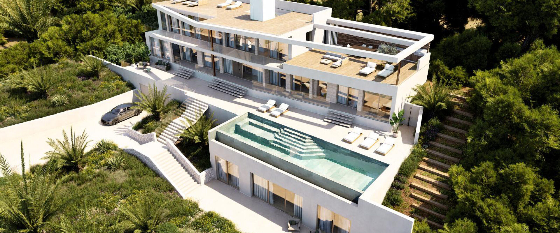 Contemporary sea-view villa with sunset views in Cala Salada