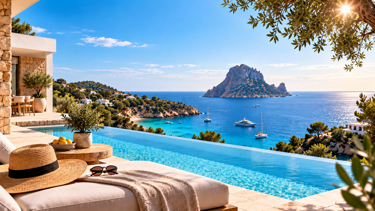Villa avec piscine à débordement et vue sur Es Vedrà, immobilier de luxe à Ibiza - CW Real Estate Ibiza